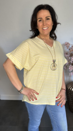 T-Shirt gestreept met ketting Geel
