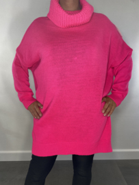 Gebreide trui met grove col pink neon