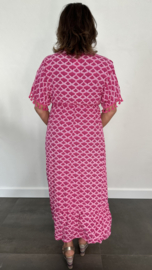Lange jurk met elastiek lola fuchsia