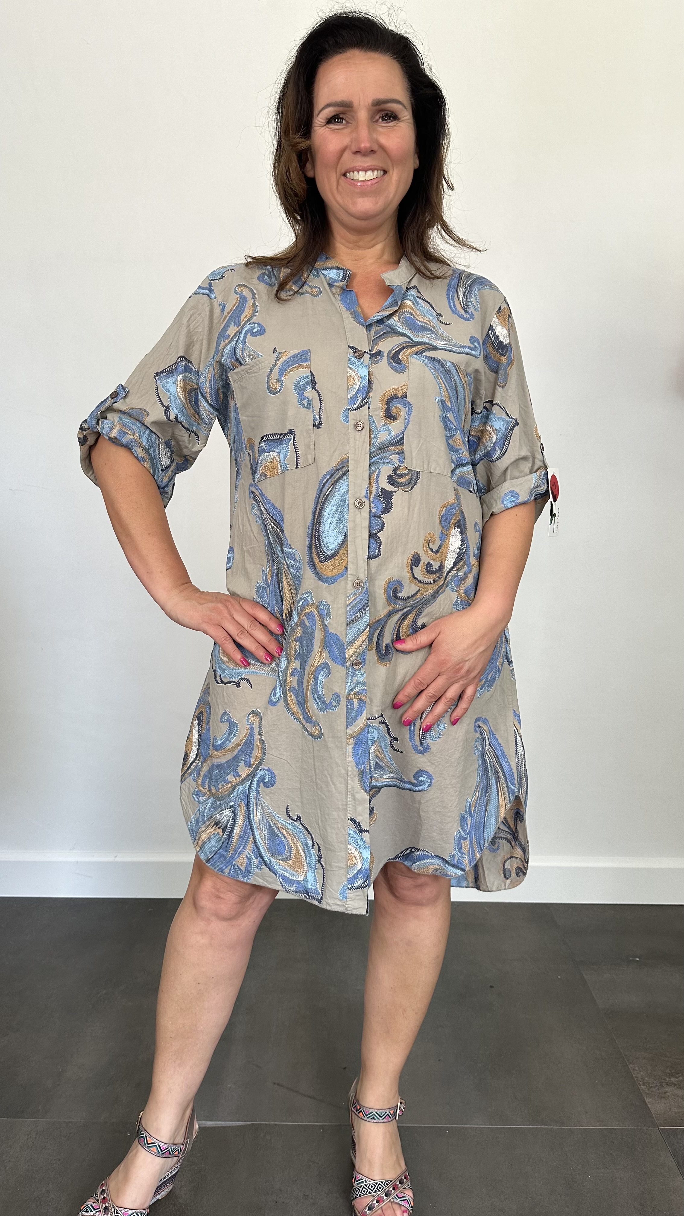 Blouse/jurk Sanne paisley taupe