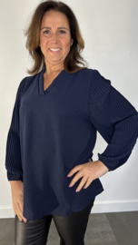 Blouse Tina met plissé pofmouw marine