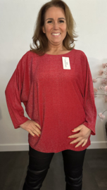 Top Lucy zilver sparkle Rood