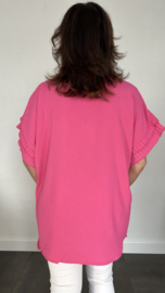 Shirt Kelly crepe met plissé strook fuchsia