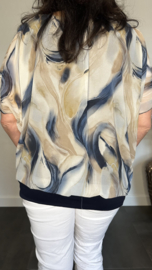 Blouse met boord Marble marine