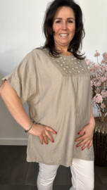 Top Esther met glitter Taupe