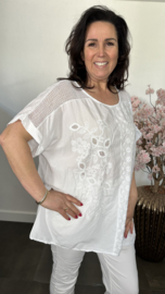 Blouse Irma broderie/ glitter Wit
