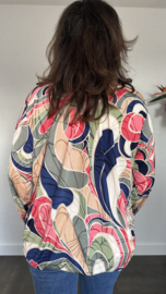 Ballon shirt met elastiek jannie groen /fuchsia