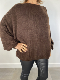 Oversized gebreide zachte trui Lia donker bruin