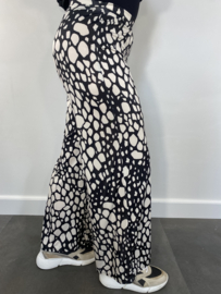 Flared pants croco zwart/ ecru