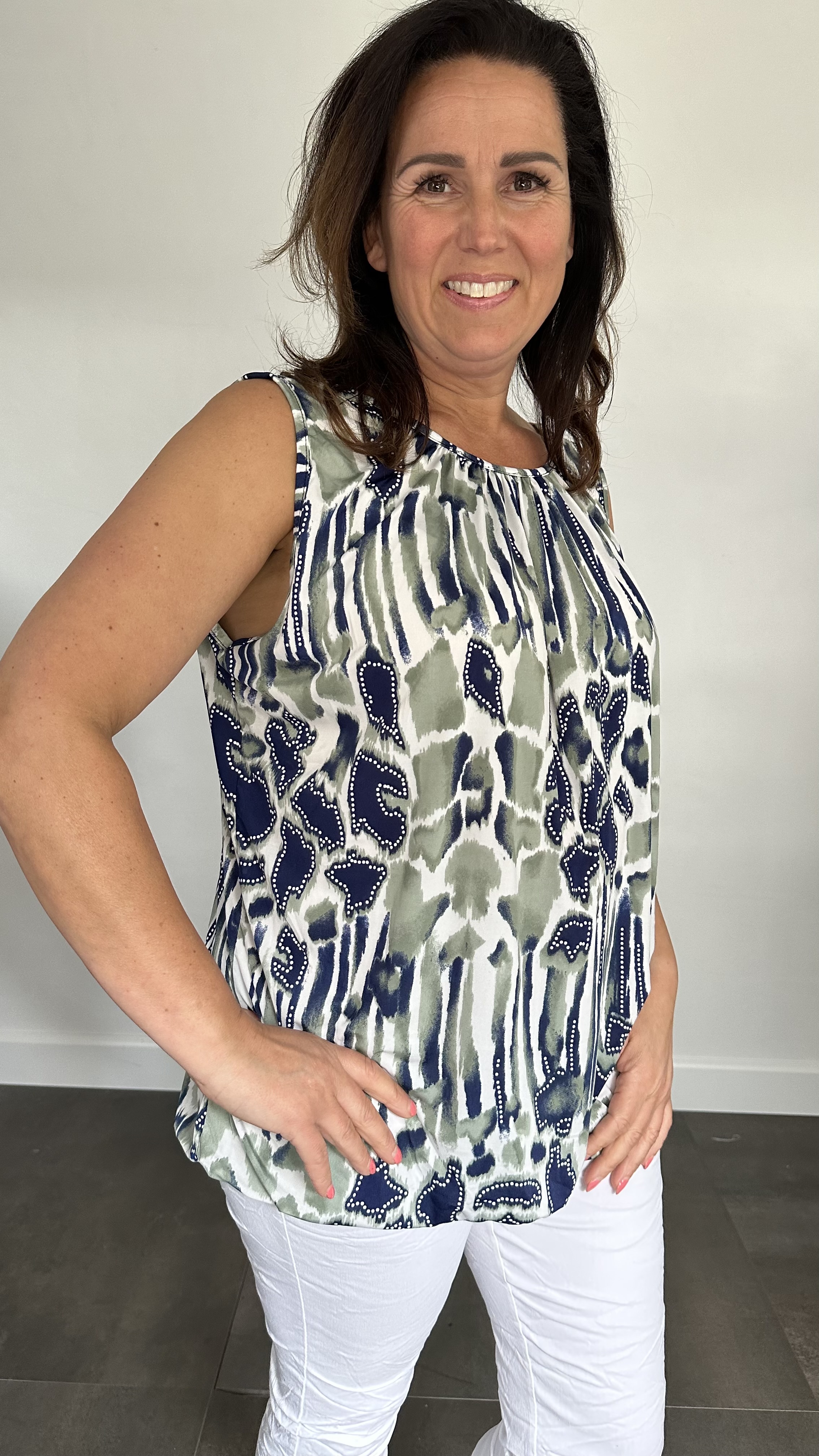 Ballon top giraffe stripes marine/army