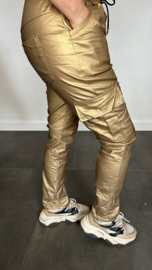 Cargo joggjeans leatherlook coating goud