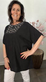 Top Esther met glitter Zwart