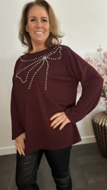 Trui Estelle met parels Bordeaux