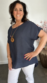 Shirt Nora kant +ketting Marine