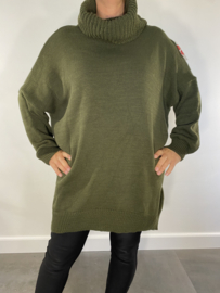 Gebreide trui met grove col army