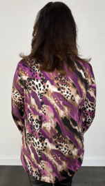 Stretch blouse travel panter paint paars