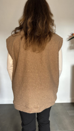 Teddy bodywarmer met knopen camel