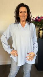 Crepe blouse Leonie met ruche IJsblauw