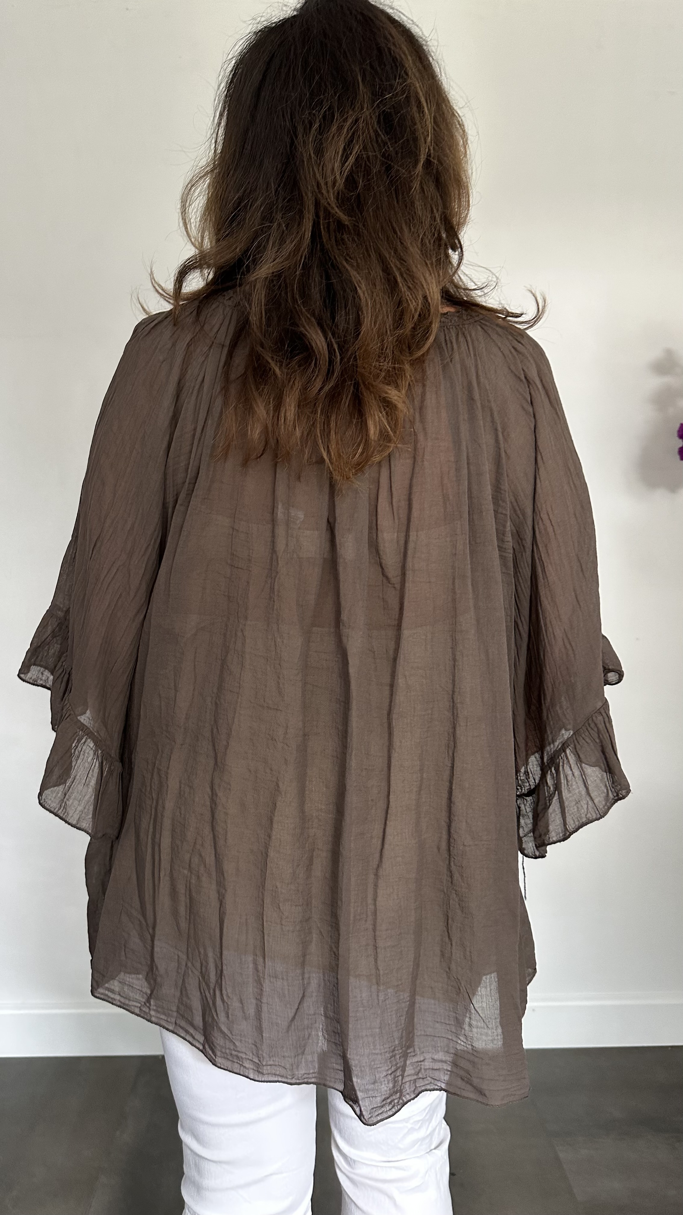Blouse Veronica UNI +SIZE donker bruin