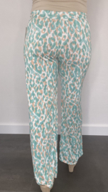 Broek met wijde pijp panter mint SALE