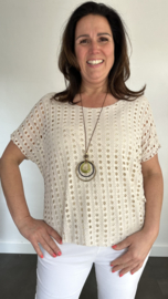 Shirt Lara met ketting beige