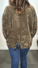 Baby rib sweater 2D reliëf print Bruin
