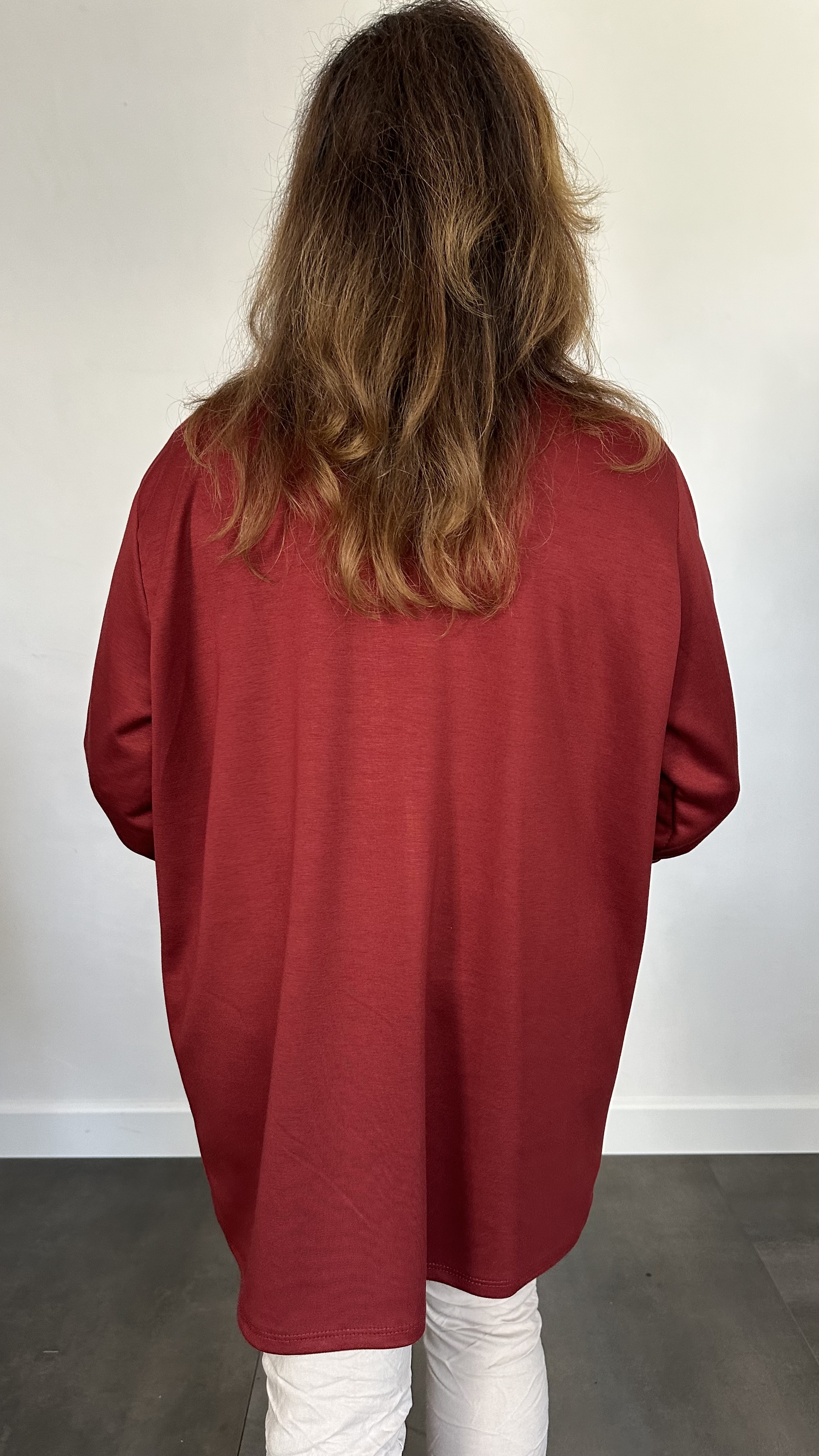 Vest Lisa met sjaalkraag +SIZE bordeaux