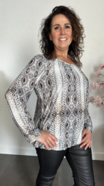 Ballon shirt met elastiek Snake grijs/wit