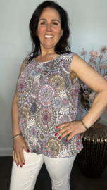 Ballon top Mandala blauw/wit/roze