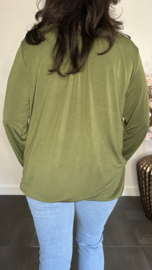 Ballon shirt travel met elastiek donker army