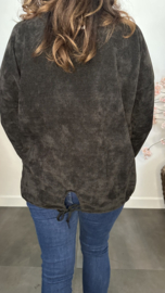 Baby rib sweater 2D reliëf print Zwart