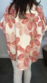 Gebloemd shirt Vera met ketting Roze