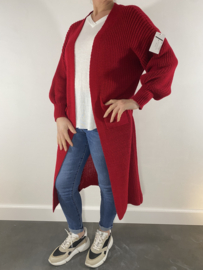 Gebreid vest met pofmouw rood