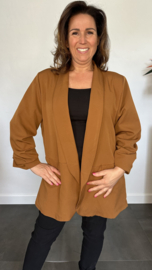 Blazer Marjan met gesmokte mouw cognac
