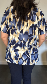 Ballon shirt met elastiek panter blauw