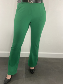Flared pantalon met wijde pijp en riem groen