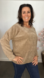 Baby rib sweater 2D reliëf print Taupe