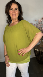 Blouse met boord korte mouw +SIZE avocado