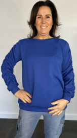 Sweater met gesmokte mouwen kobalt