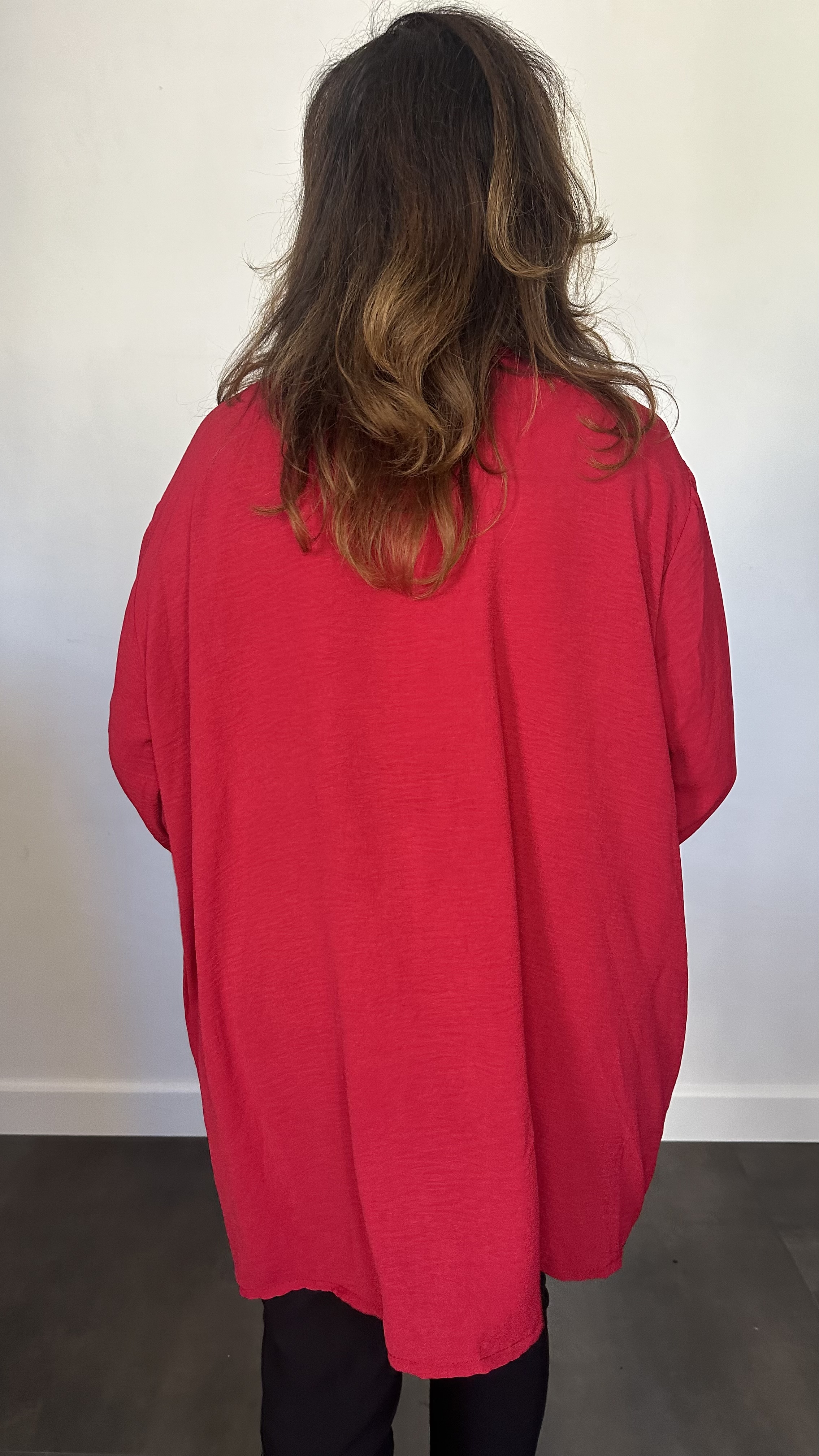 Crepe vest met sjaalkraag rood