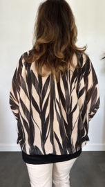 Blouse met boord lange mouw +Size Extra Bamboe zwart