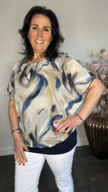 Blouse met boord Marble marine