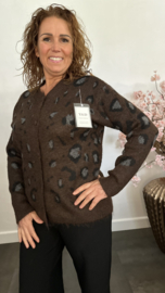 Gebreid vest Panter Bruin