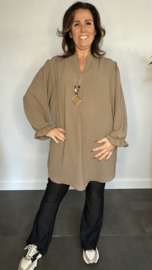 Tuniek Maya lange mouw +SIZE taupe