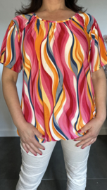 Ballon shirt met elastiek Wavey fuchsia