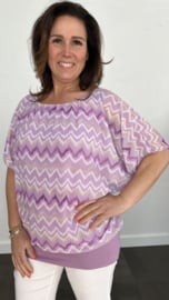 Blouse met boord zig zag lila