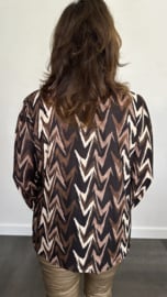 Shirt met gesmokte kraag zig zag soft zwart