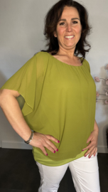 Blouse met boord korte mouw +SIZE avocado