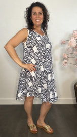 Linnenlook jurk Lenny-Cirkels wit