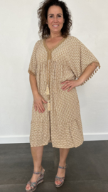 Half lange jurk Roxy met strook elips  +SIZE camel SALE